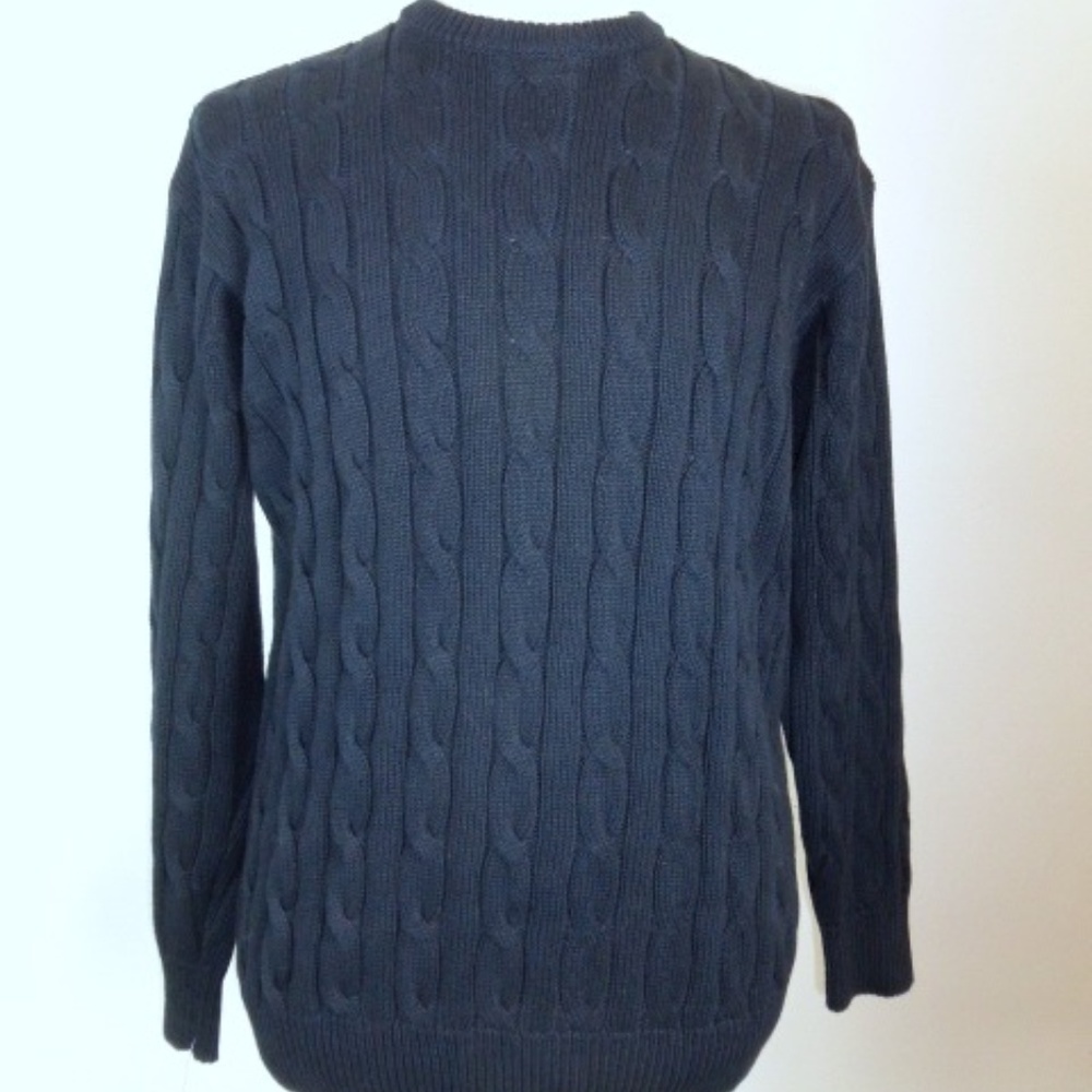 Blumarine  Oumo Italy navy blue cotton cable crew neck sweater XL